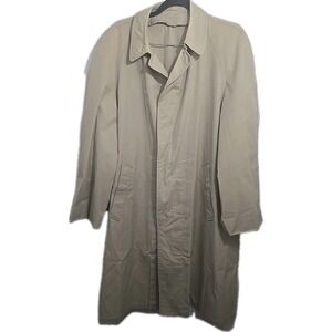 Vintage London Fog Maincoats Khaki Beige Trench Coat No Liner Men's Size 44R